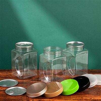 चौकोर प्लास्टिक पकड़ जार